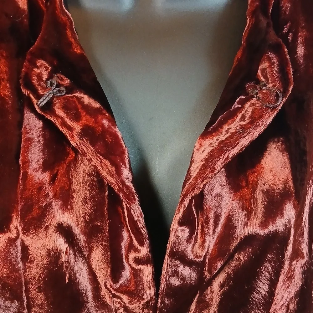 Valerie Stevens 90’s Formal Faux Fur Textured Blazer in dark red size PL - Picture 5 of 8